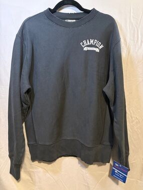 Champion University Reverse Weave Distressed Men's Charcoal Crewneck Sweatshirt